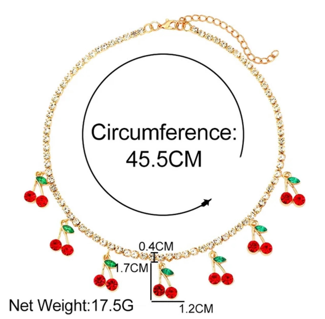 Crystal Necklace With Cherry Charm