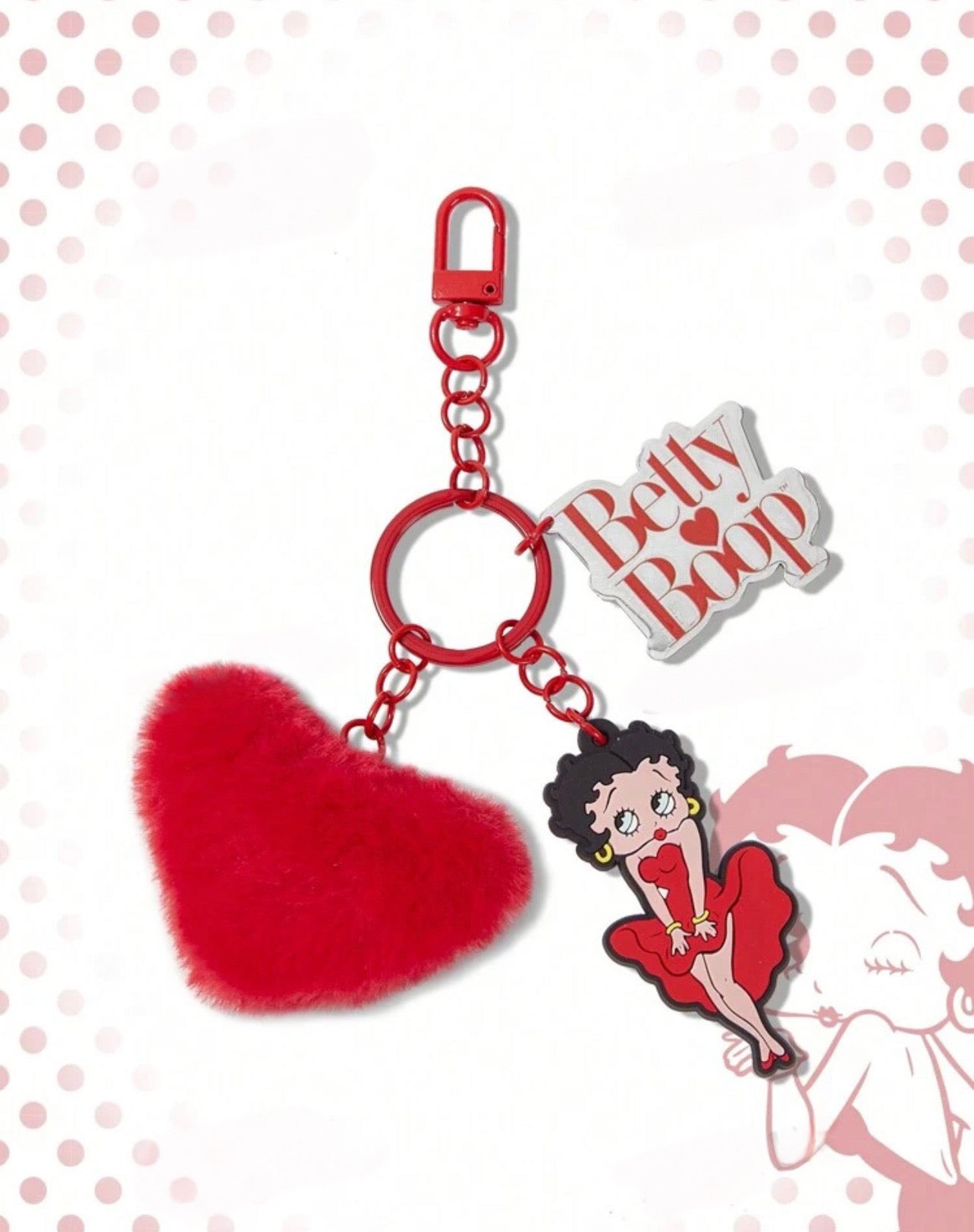 Betty Boop Cartoon Character And Letter Pattern Keychain