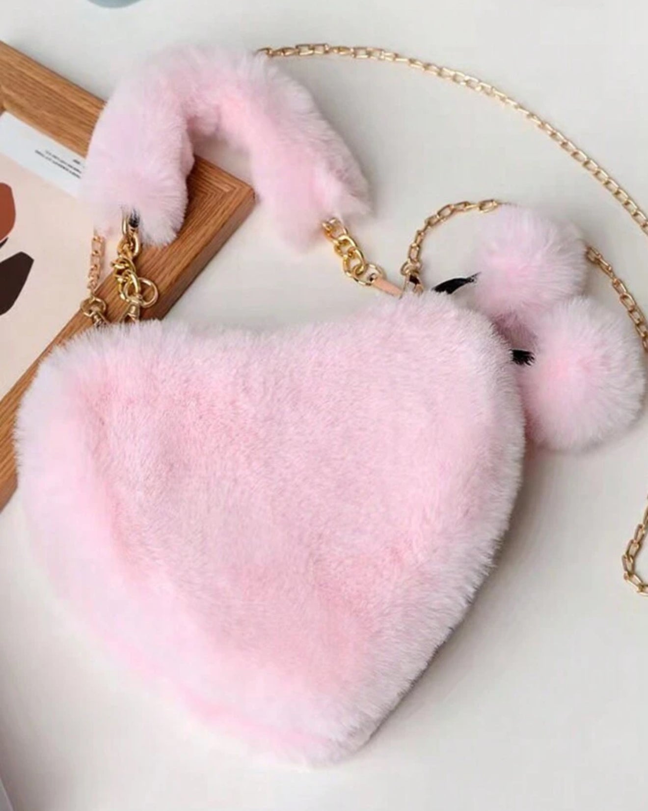 Furry Heart Shaped Handbag
