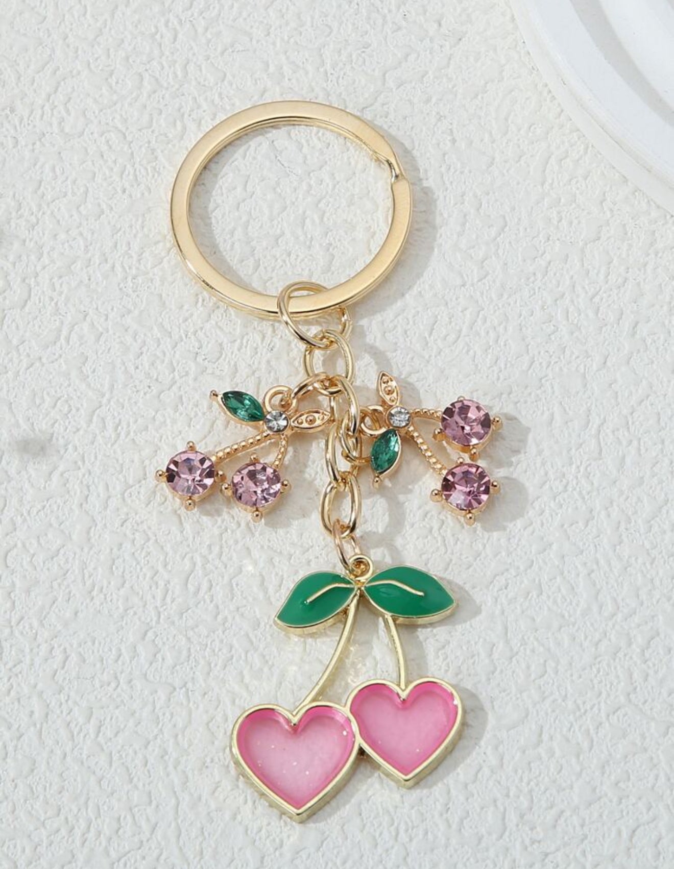 Heart Shaped Cherry Keychain Cute Bag Accessory