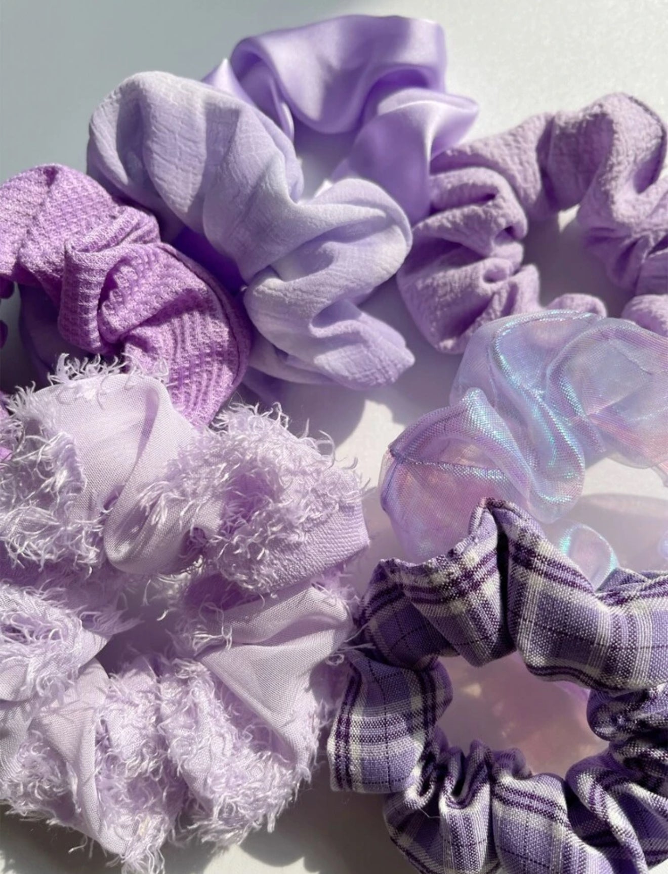 7pcs Cute Purple Scrunchie Set