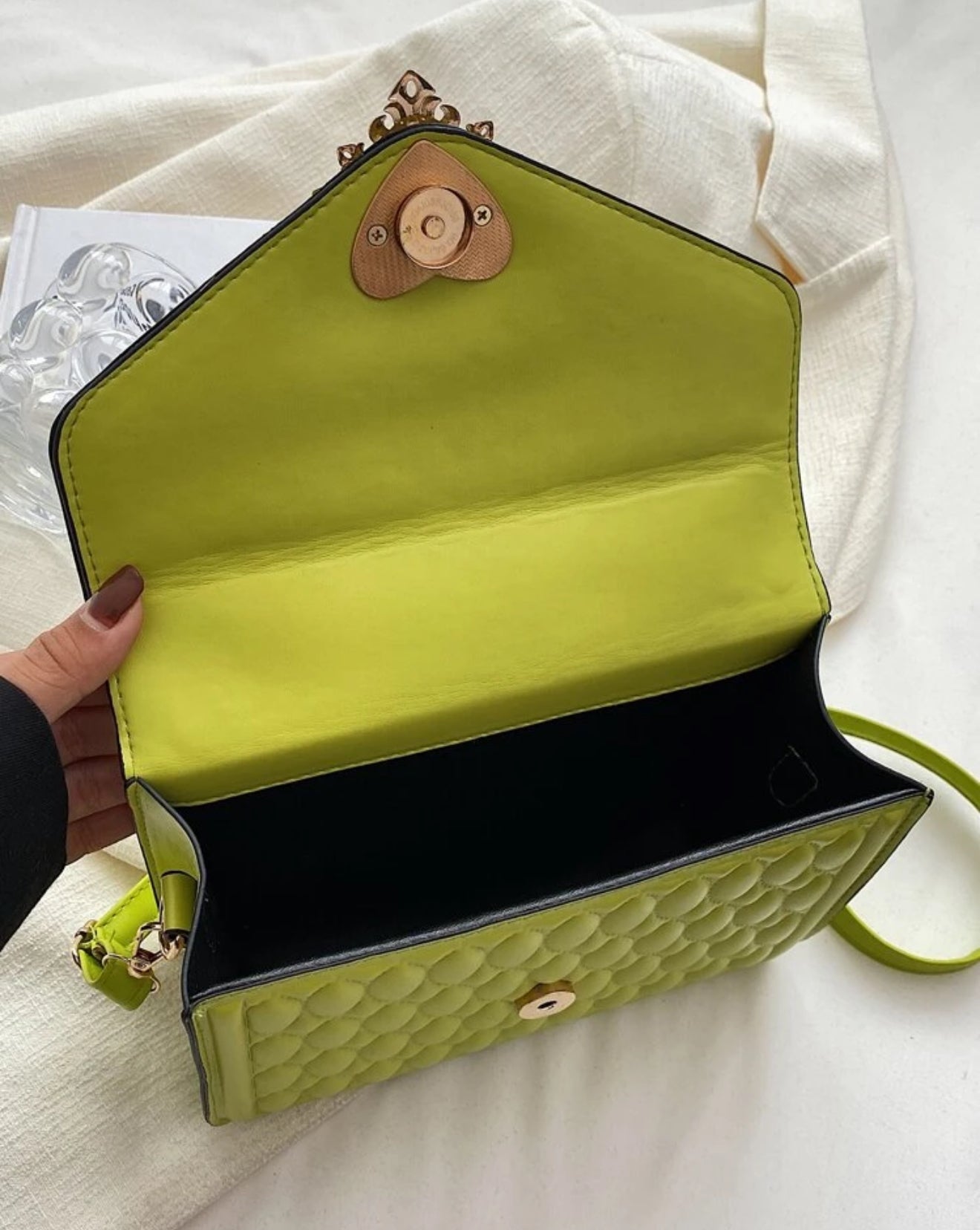 Neon Quilted Crown Square Bag