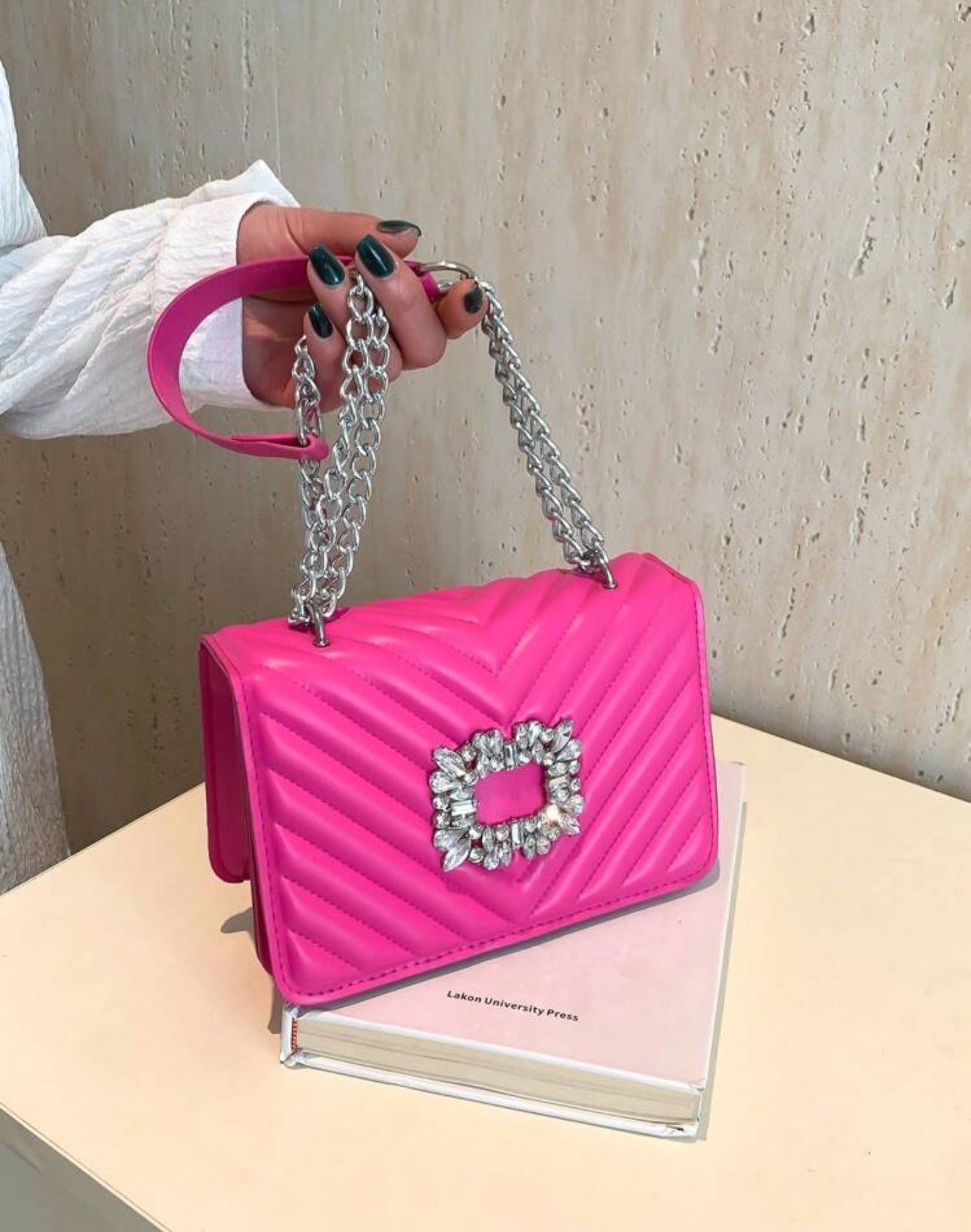 Rhinestone Imbedded Square Bag