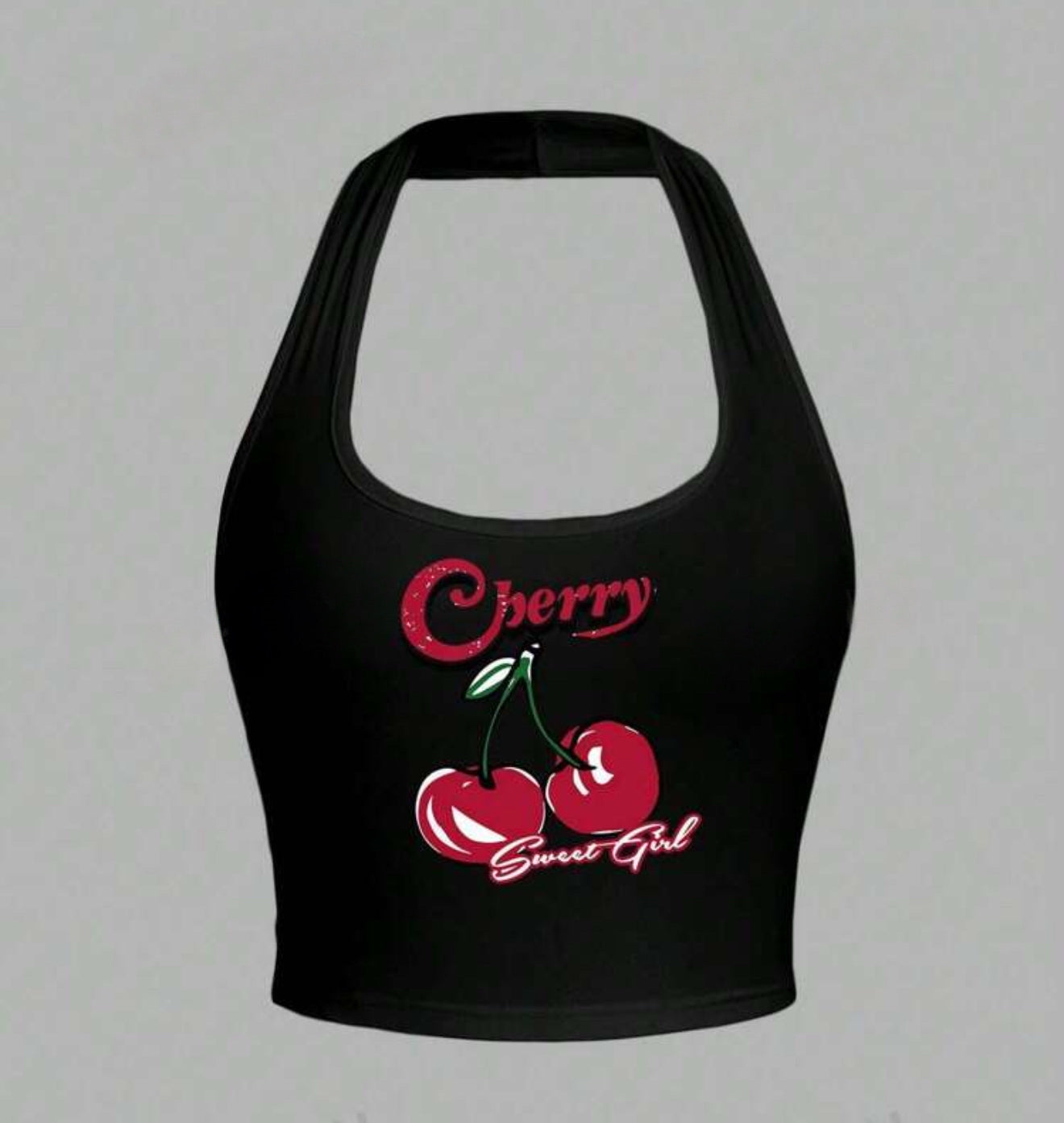 Cherry Pattern Halter Top
