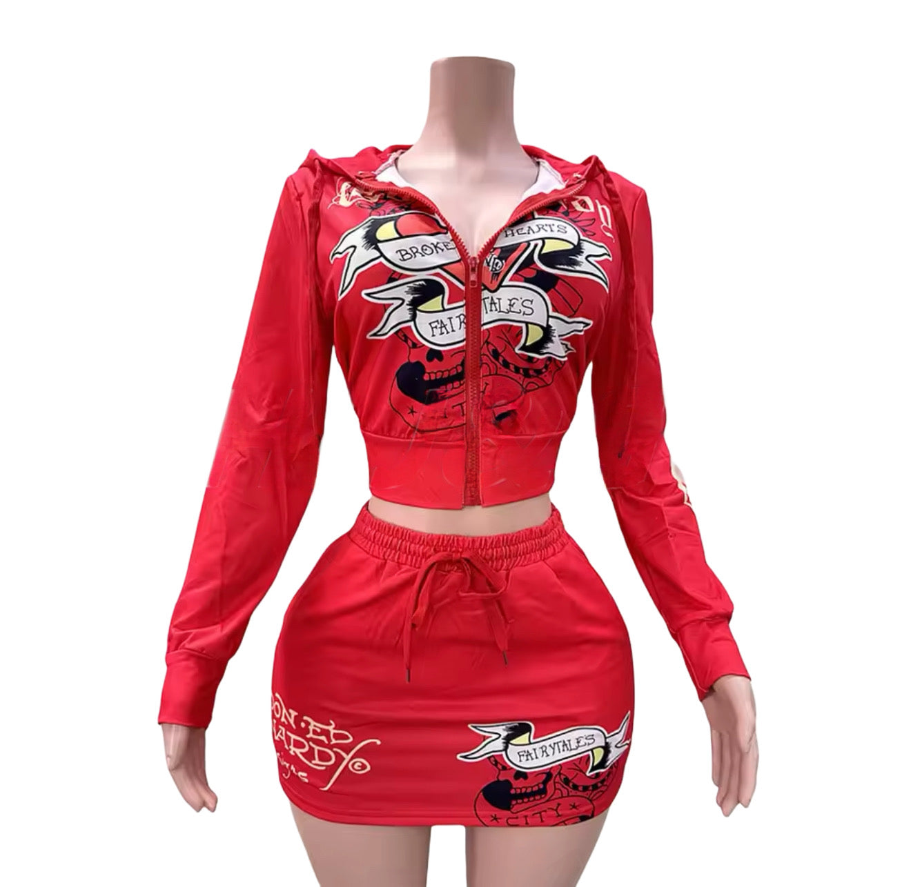Ed Hardy Zip Up & Skirt Set