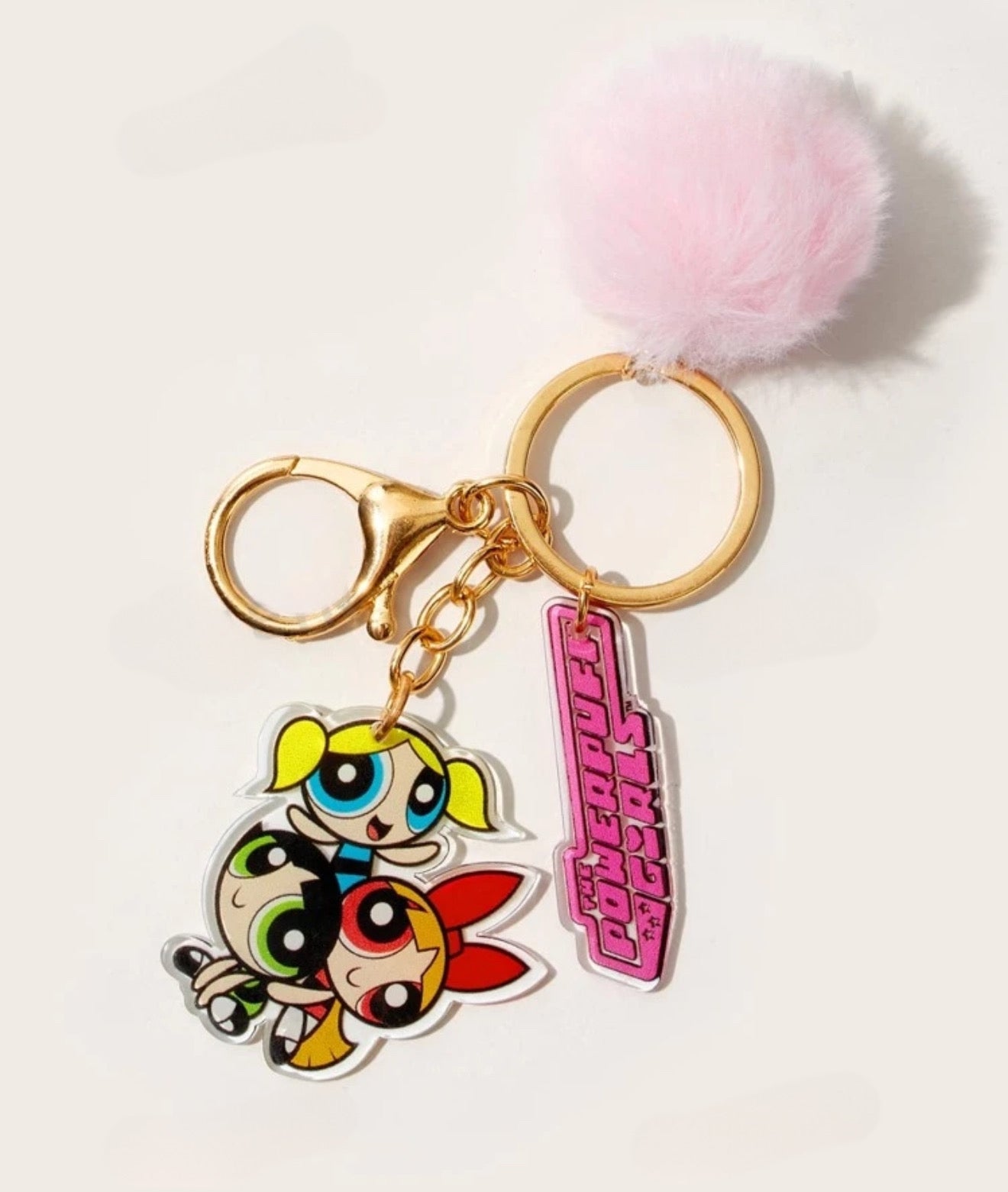The Powerpuff Girls | Cartoon Figure & Pompom Charm Keychain