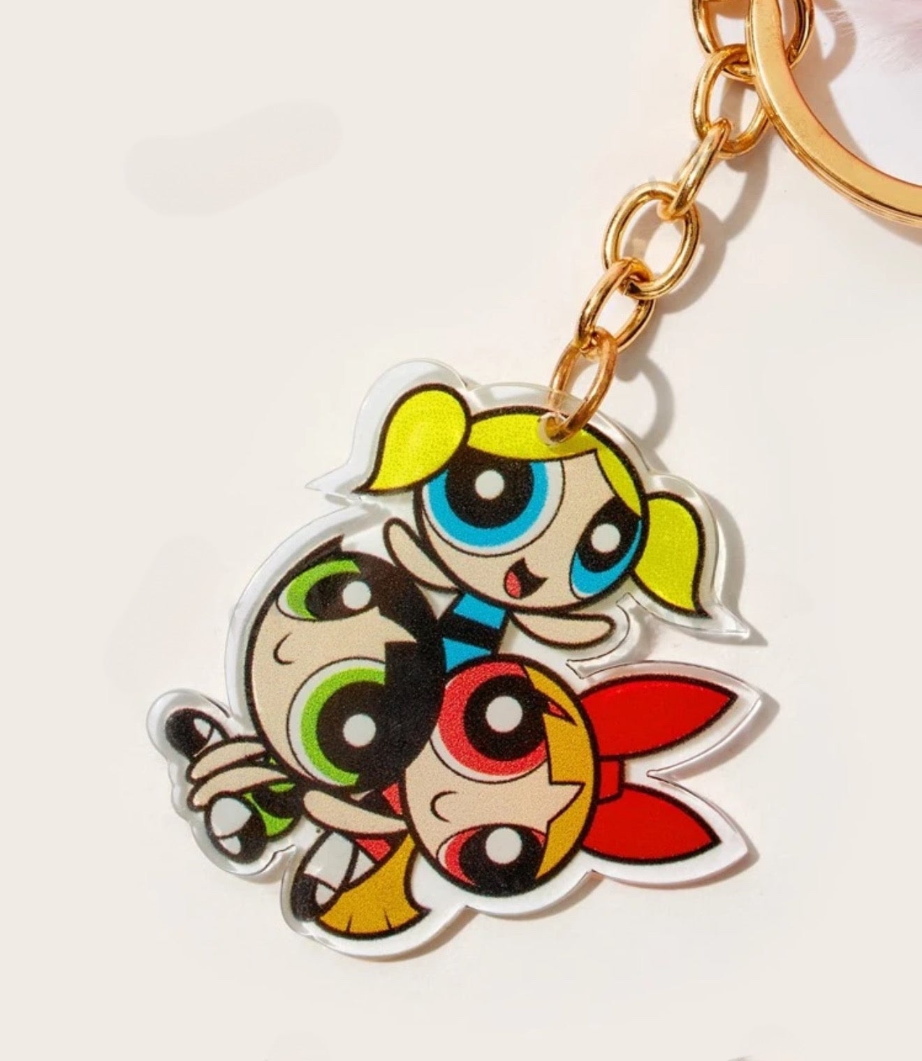 The Powerpuff Girls | Cartoon Figure & Pompom Charm Keychain