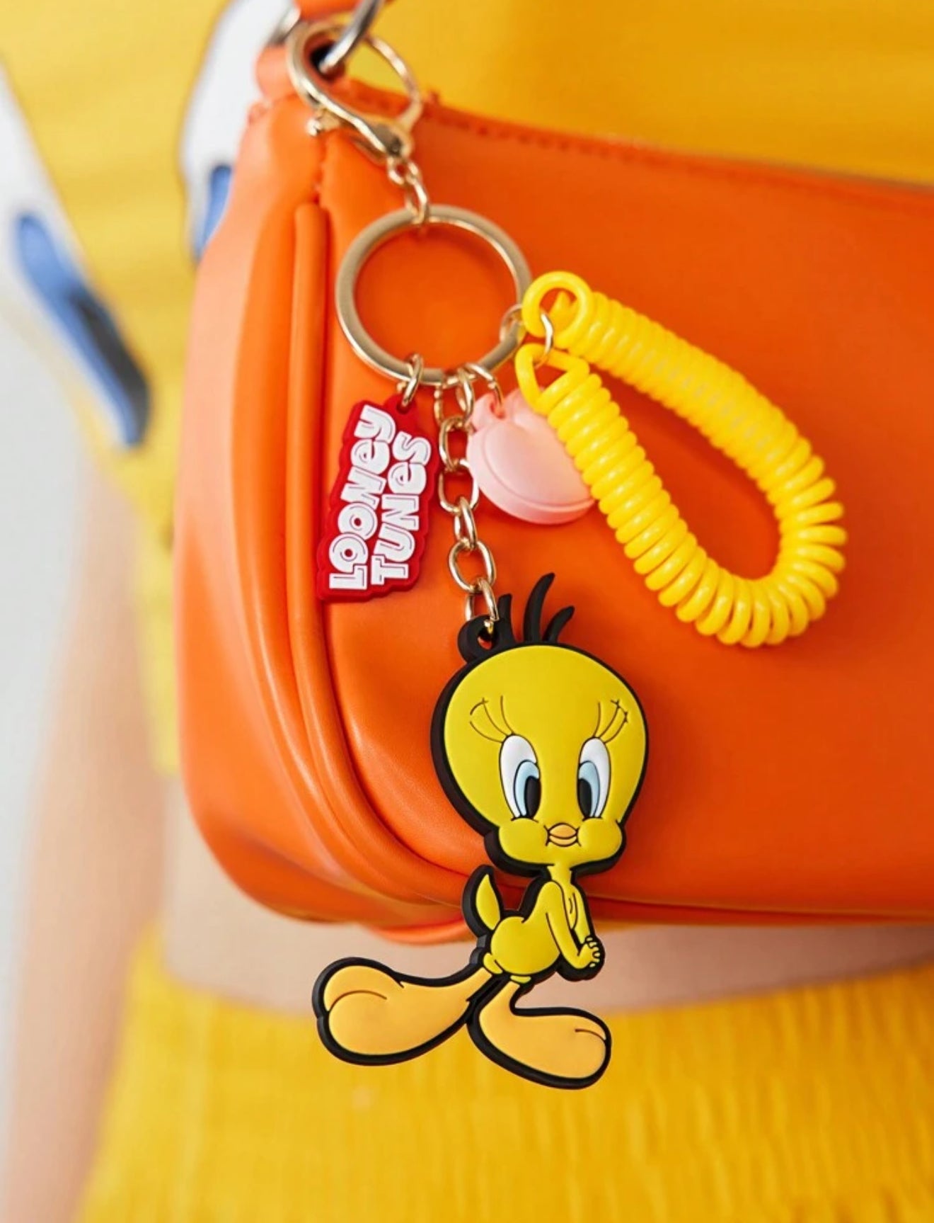 LOONEY TUNES Cute Cartoon Alphabet Pattern Bag Pendant Keychain Half-3D PVC Rubber