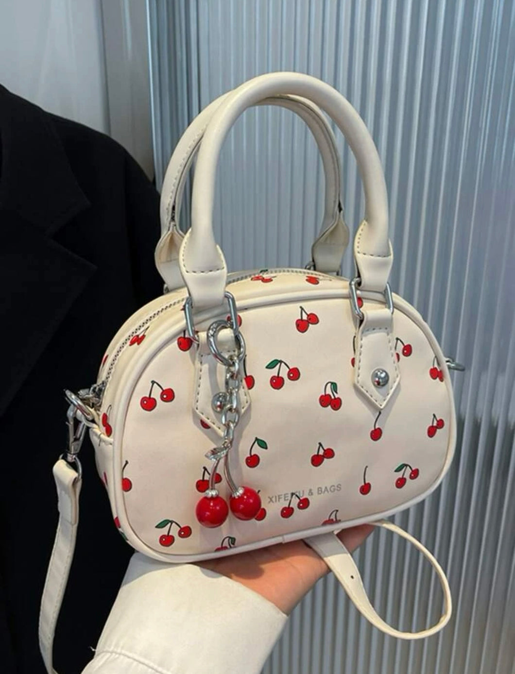 Fashion Cherry Print Shell Handbag