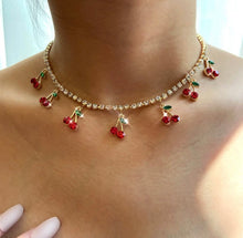 Load image into Gallery viewer, Crystal Necklace With Cherry Charm

