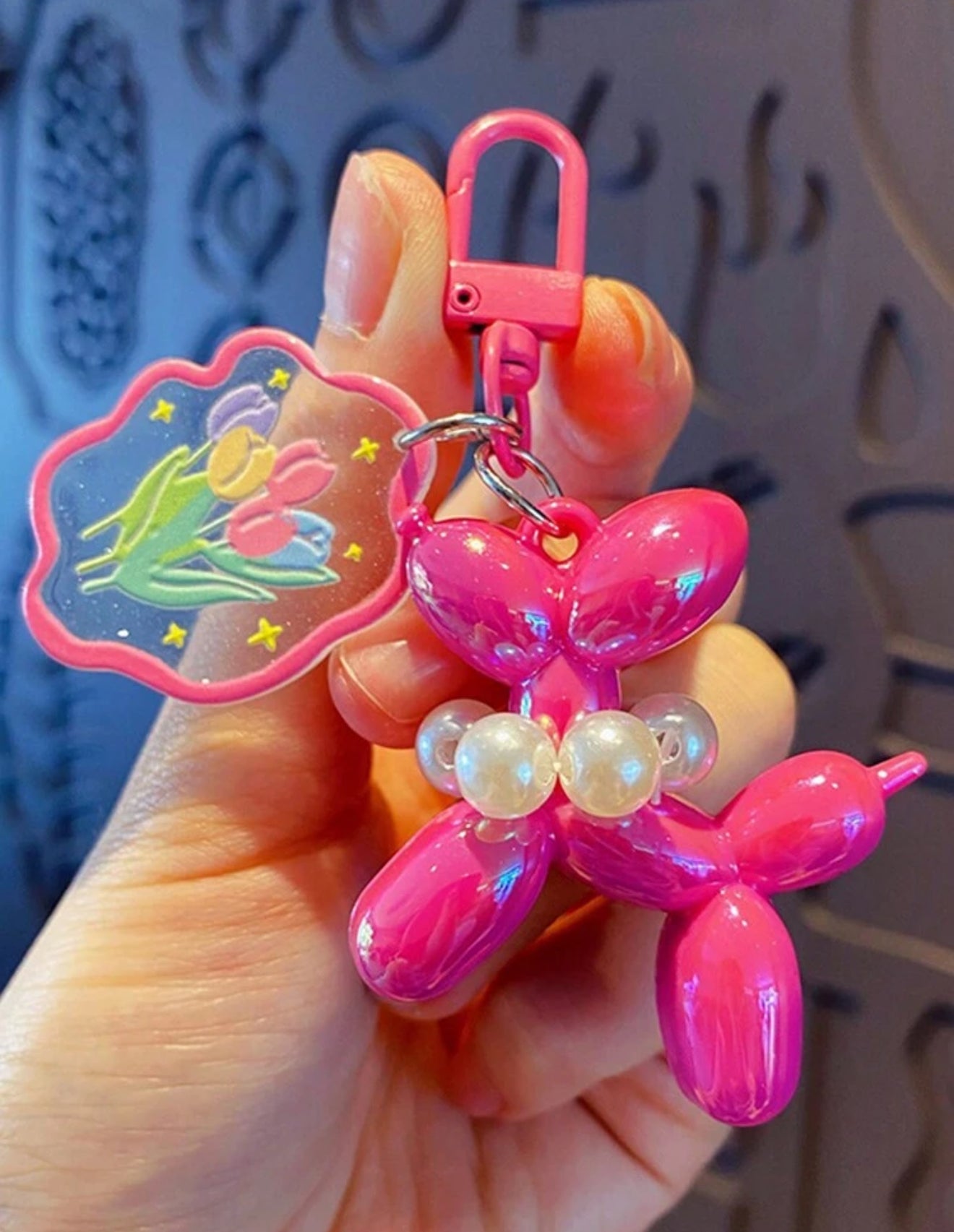 1pc Cute Beaded Acrylic Bubble Dog Keychain